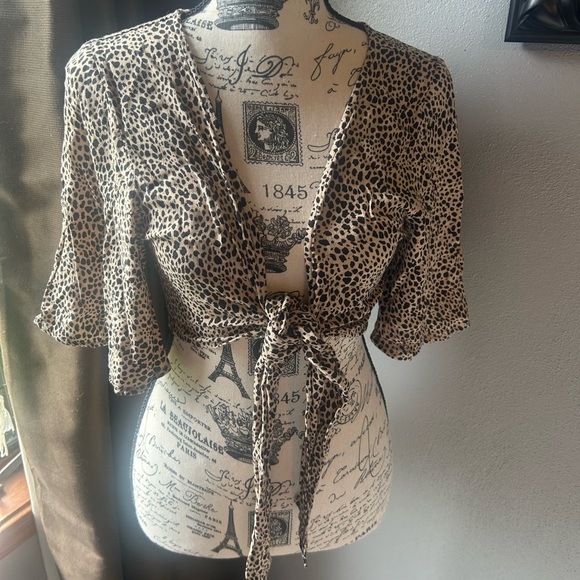 American Eagle Outfitters Tops - American Eagle Outfitters Cream Wrap Blouse with 3/4 Sleeves